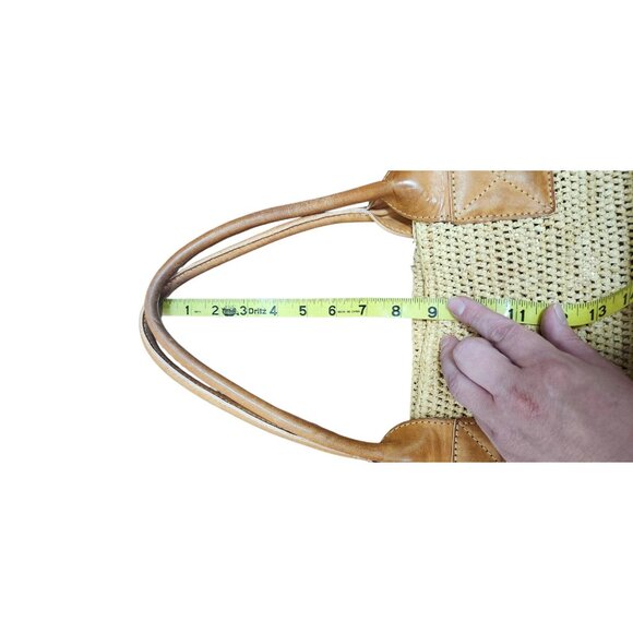 Helen Kaminski Raffia Weave Beige Tote Bag Leather Straps - Picture 14 of 16